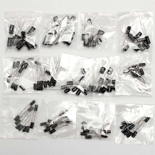 Total 130Pcs 13 Values Each 10Pcs 0.1uf-470uf Electrolytic Capacitor Assortment