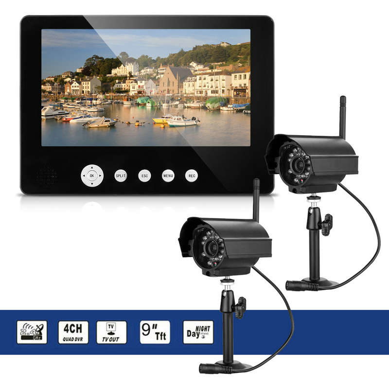 SYSD SY903E12 9inch LCD Monitor DVR Wireless Kit Home CCTV Security System with