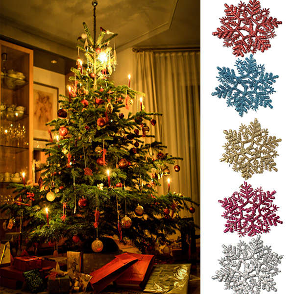 6pcs Mixed Snowflake Ornament Christmas Tree Decorations Home Party 