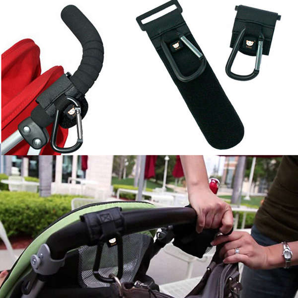 2Pcs Baby Pushchair Stroller Velcro Buggy Pram Shopping Trolley Carabiner Clip