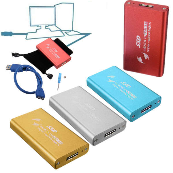 5x3cm 1.8inch mSATA to USB 3.0 External Enclosure Converter Adapter SSD Case Box