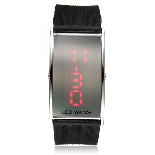 LED Black Rubber Digital Sports Luminous Square Men Wrist Watches