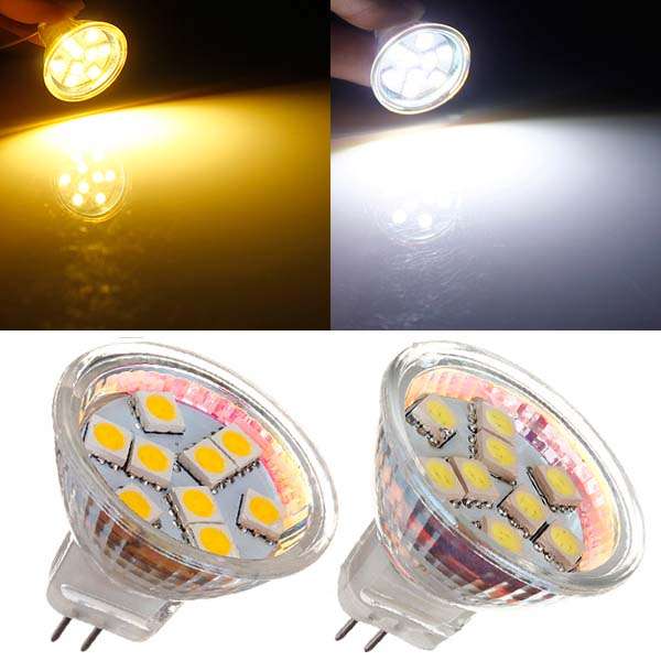 MR11 1.5W 9 SMD 5050 Warm White/White AC/DC 12V LED Spot Light Bulb