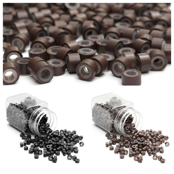 500Pcs 5mm Silicone Lined Micro Rings Link Beads Tube Stick For Hair Extensions