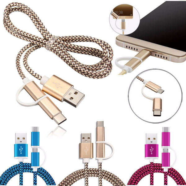 1M USB 3.1 Type C Micro USB Charger Data Sync Cable for Tablet Random Shipment