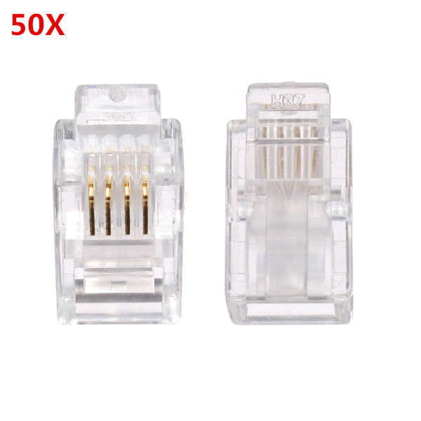 50PCS RJ11 Modular Cable Head Plug Ethernet Network Connector