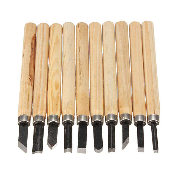 10pcs Wood Handle Carving Mini Chisels Kit Handy Cutting Tools Set
