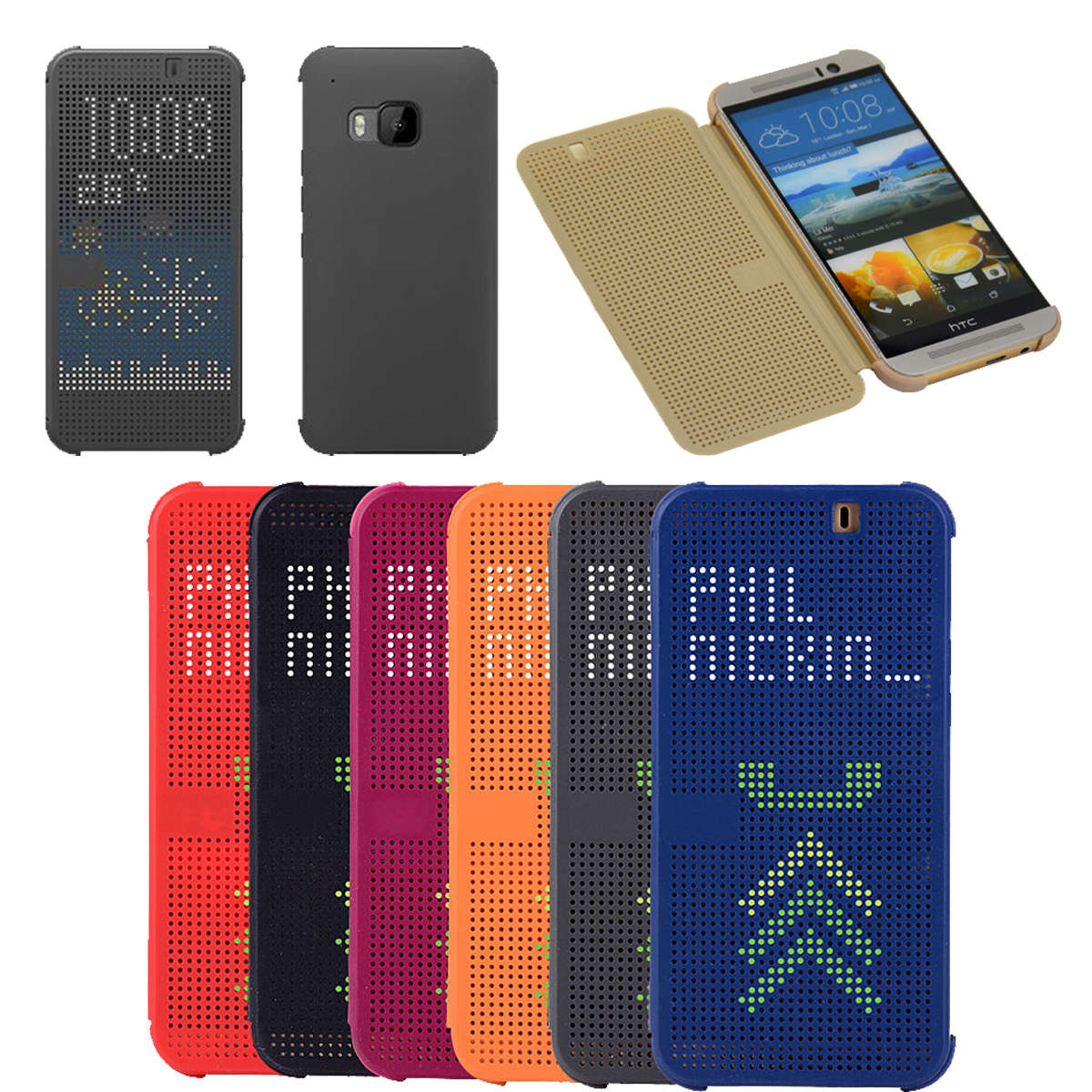 Dot View Flip Leather Smart Case Cover for HTC One M9