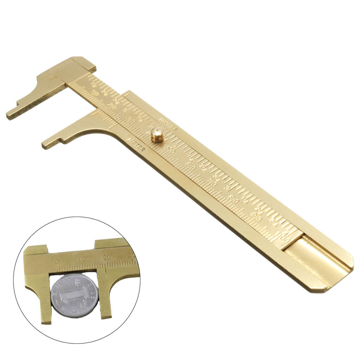 Mini Portable 100mm Brass Vernier Caliper Double Scale Mm/inch Measurement Tool