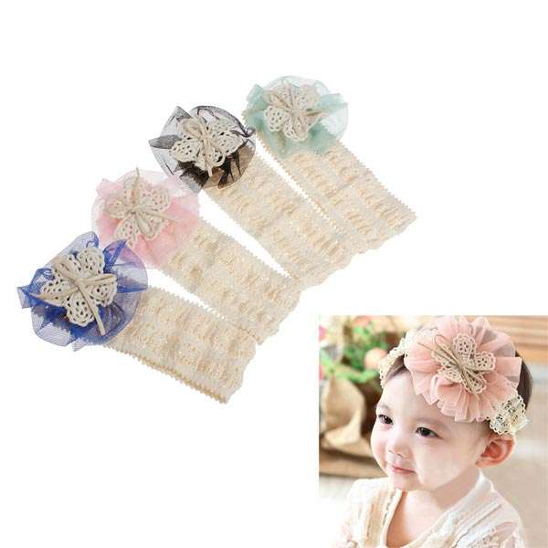 4 Colors Baby Headband Soft Cotton Elastic Flower Headdress