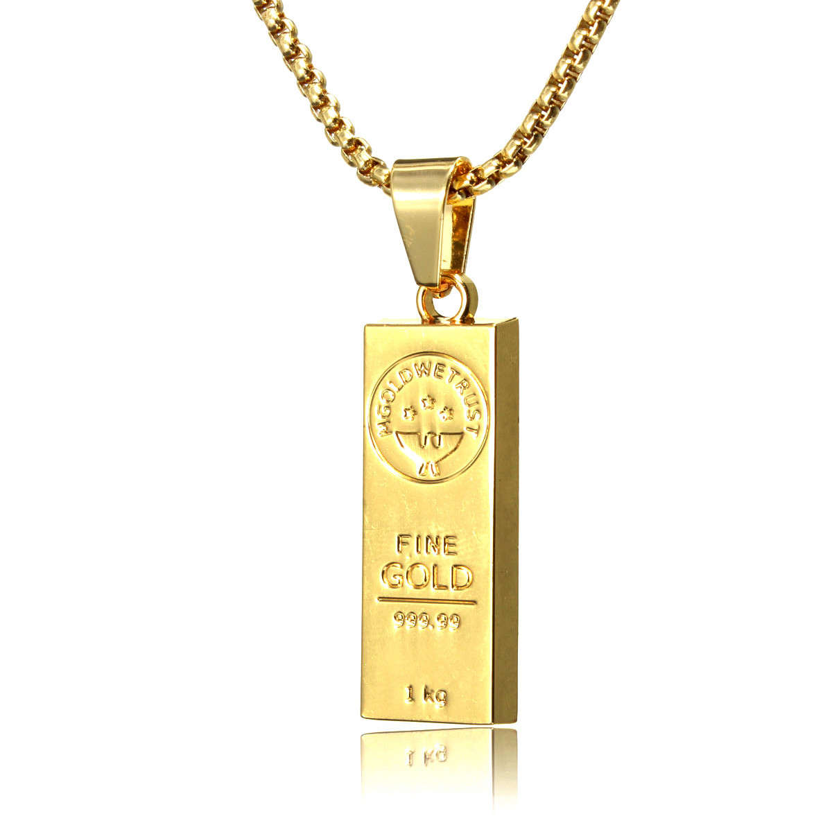 18K Gold Bar Hip Pop Men Chain Necklace Jewelry