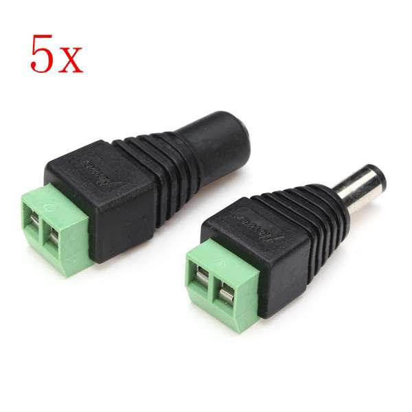 5 Pairs Male Female 12V DC Power Plug Jack Adapter Connector for CCTV
