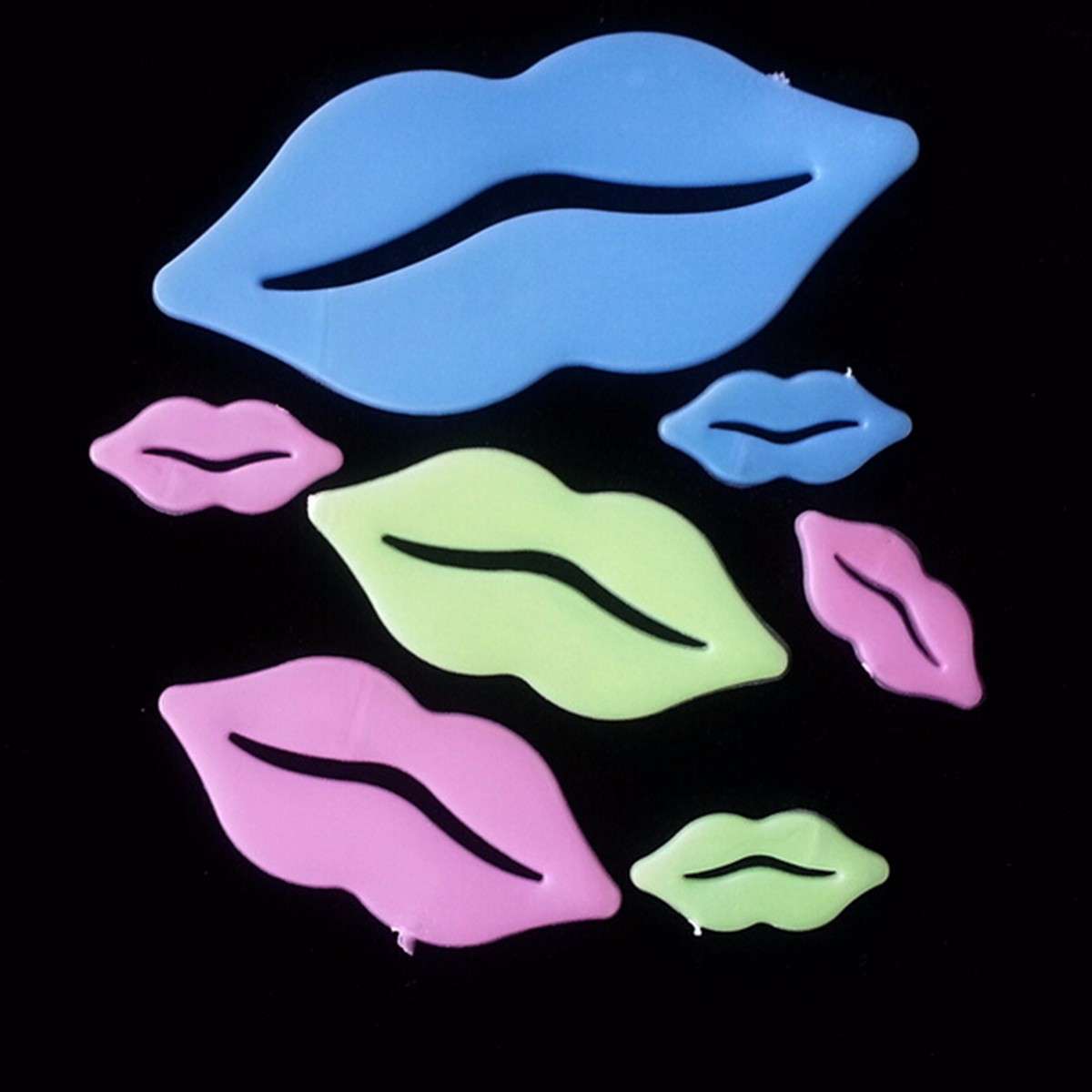 7Pcs Lips Big Mouth Noctilucence Wall Stickers Colorful Fluorescent Home Kid Ro