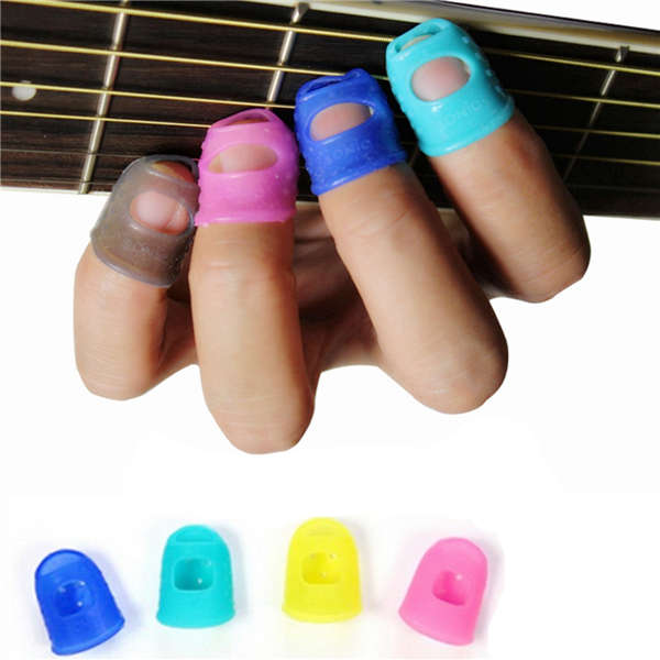 10Pcs Guitar Ukulele Thumb Bass Silicone Fingertip Finger Picks Protector Plect