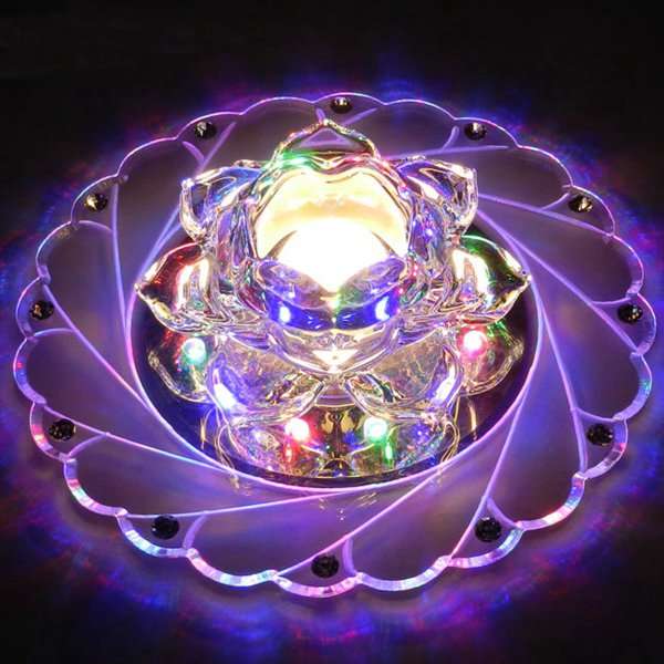Modern 3W LED Crystal Lotus Ceiling Light Aisle Bedroom Living Room Home Decor