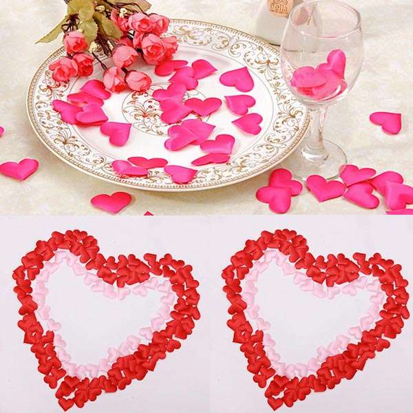 100pcs Satin Heart Shaped Wedding Scrapbook Decorations