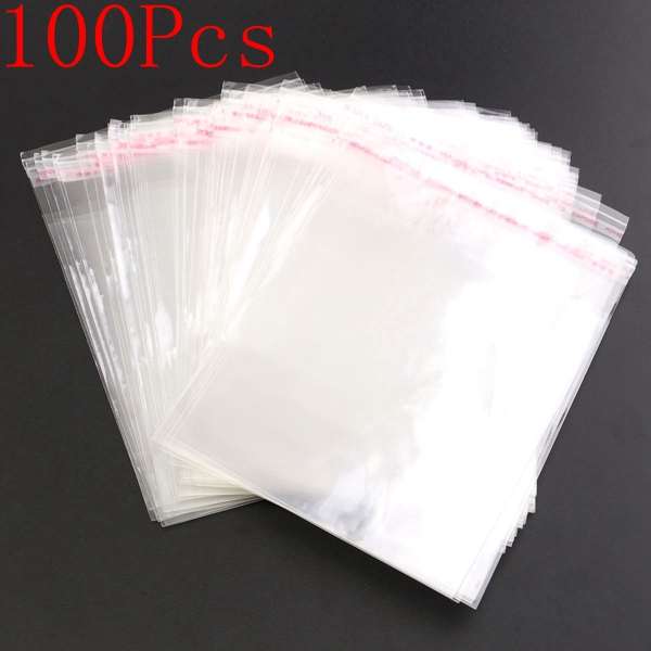 100Pcs Clear Transparent Jewelry OPP Plastic Packing Bags Envelopes