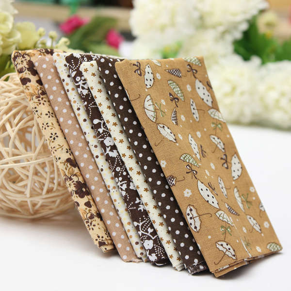1 Set Brown 7 Assorted Sewing Quilt Fabric Cotton Quilt