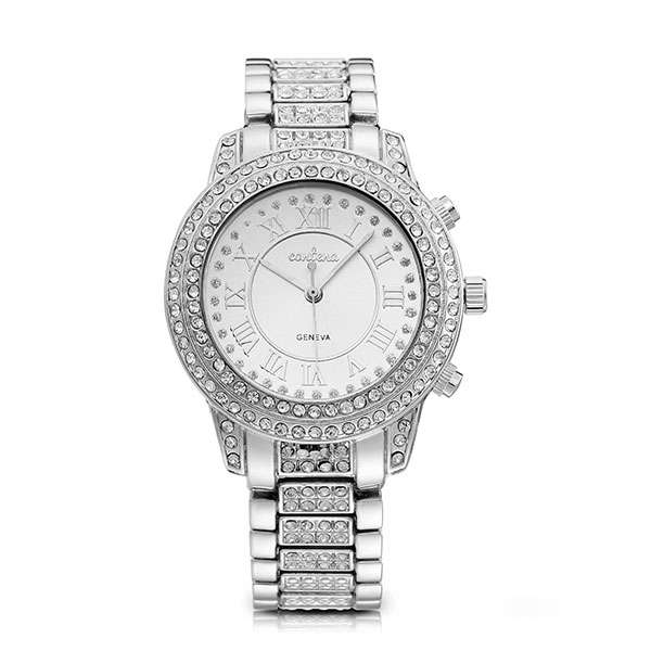 Women Lady Crystal Roman Numerals Dial Analog Quartz Watch