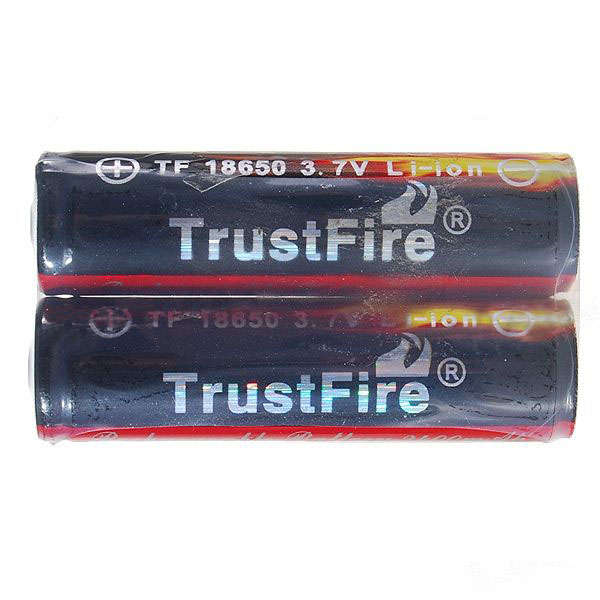 Two TrustFire Protected 3.7V 2400mAh Rechargeable Lithium Batteries