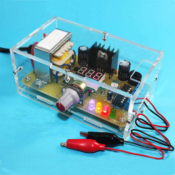 EU 220V DIY LM317 Adjustable Voltage Power Supply Board Learning Kit With Case