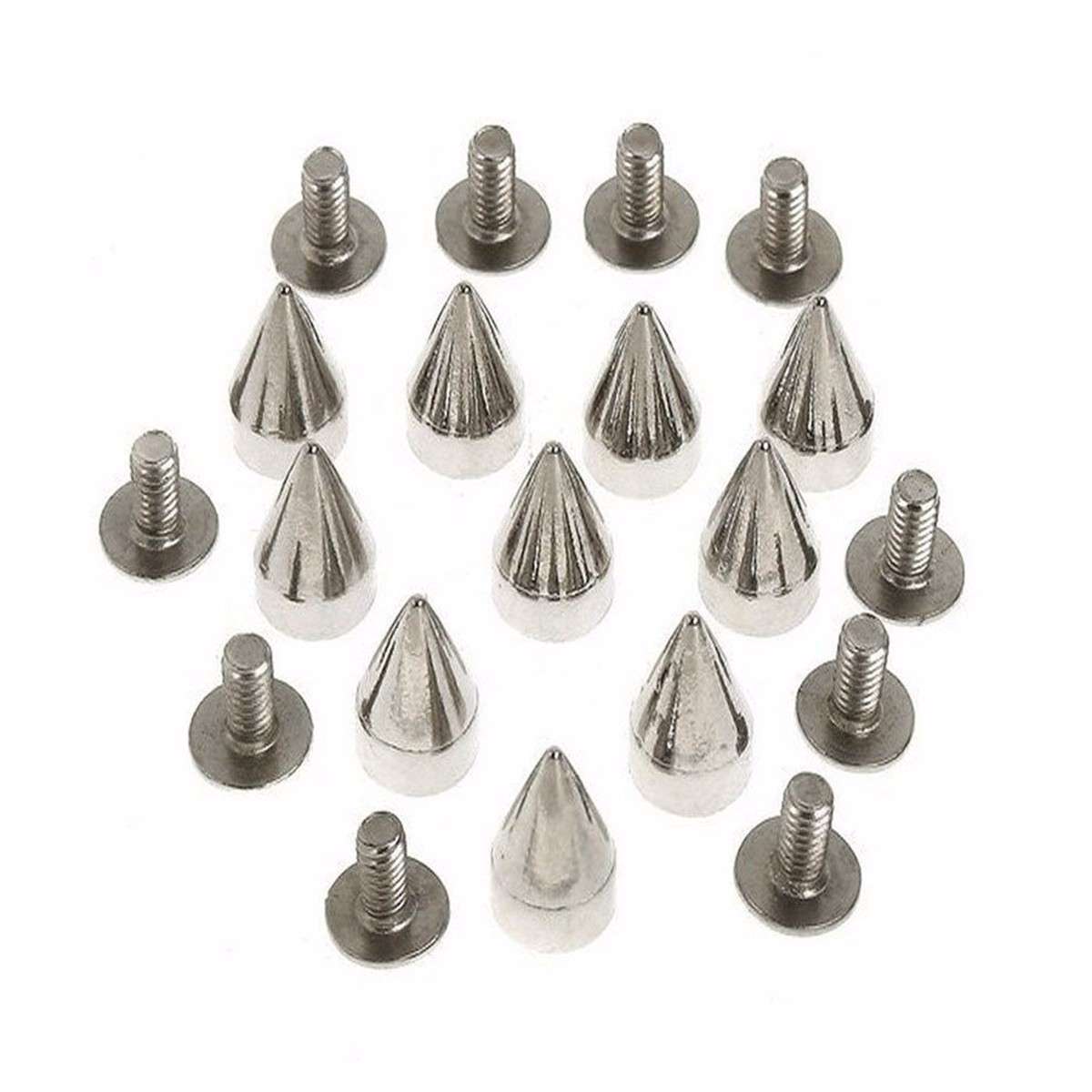 100pcs 9MM Silver Cone Spikes Screwback Studs DIY Craft Cool Rivets Punk