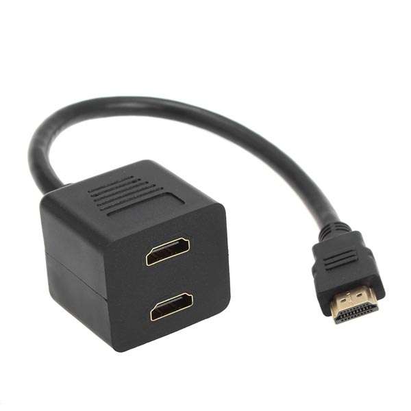 HDMI 19-pin Y-adapter splitter cable 1 male 2 female