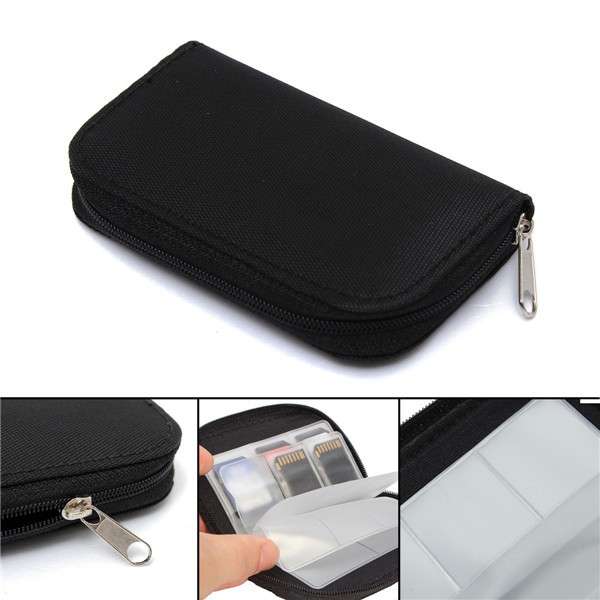 Memory Card Organizer Carrying Pouch Storage Bag Black for 20pcs CF/SD/SDHC Car