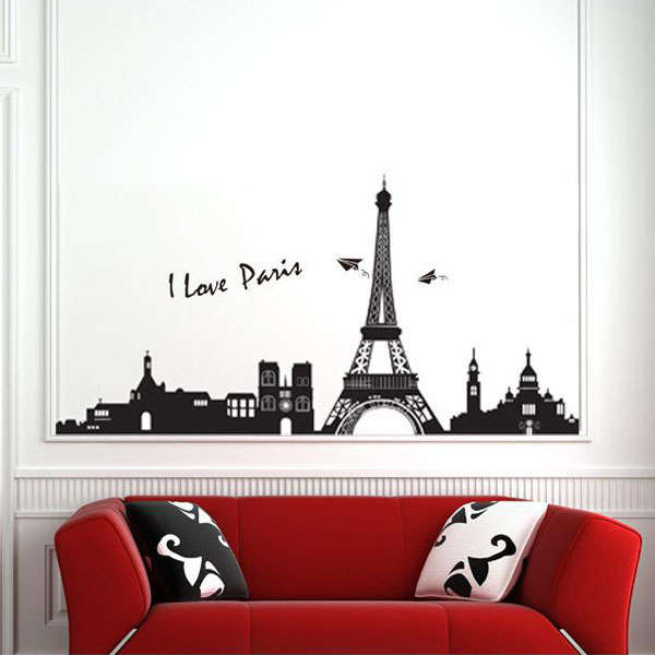 90*60CM  Eiffel Tower Paris Wall Sticker Art Mural Wall Removable Wallpaper