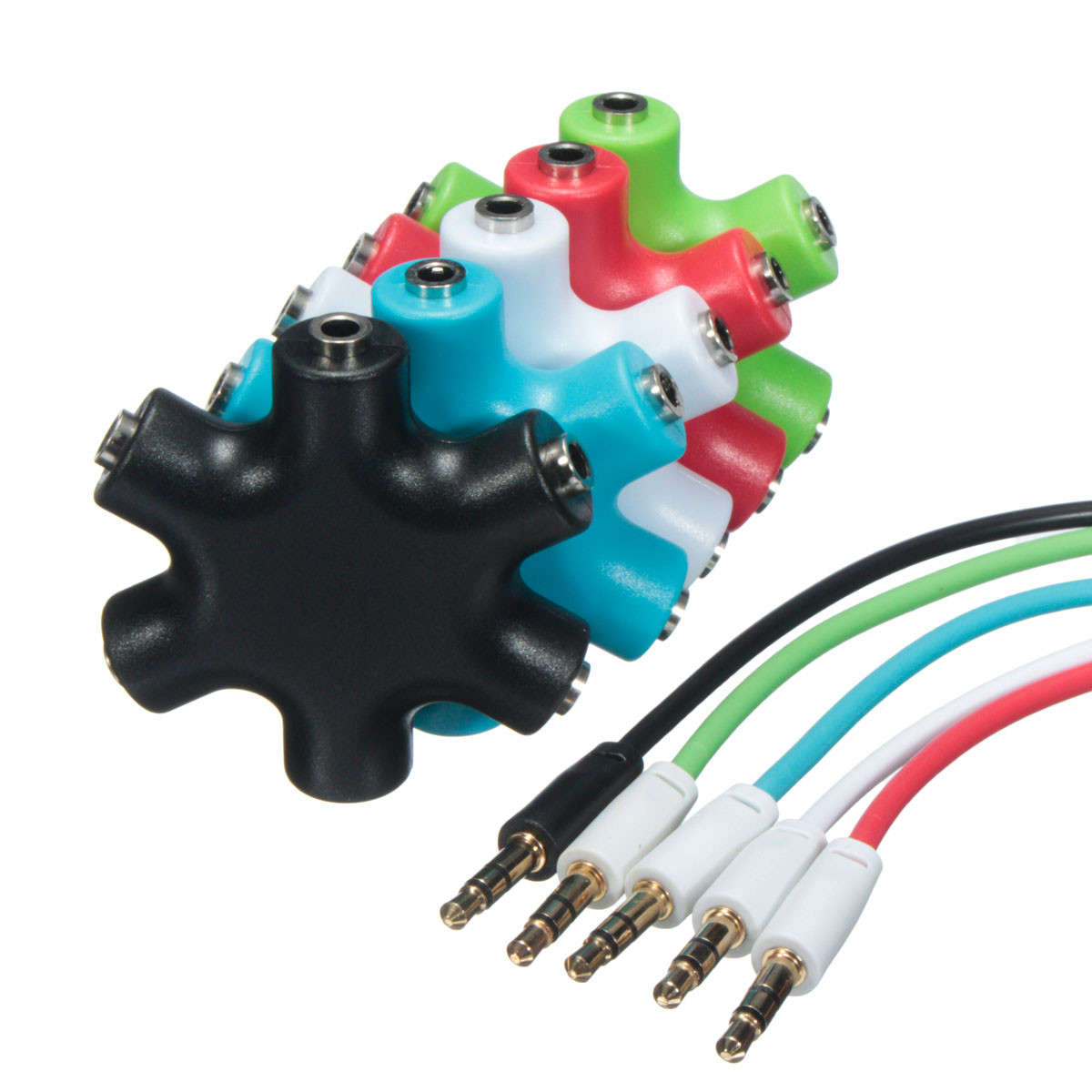 3.5mm Earphone Headphone Audio Splitter 1 Male to 2 3 4 5 Female Port With Cable