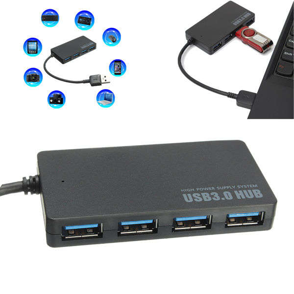 5Gbps Speed 4-Port USB 3.0 Portable Hub Adapter