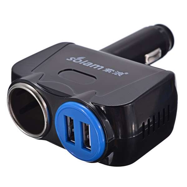 Car Cigarette Lighter Interface Socket Splitter Dual USB Charger Socket
