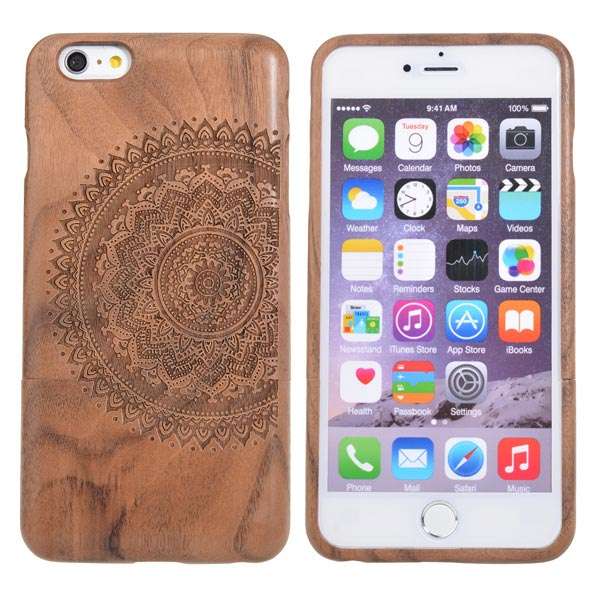 Genuine Wood Wooden Mandala Pattern Case For iPhone 6/6s Plus