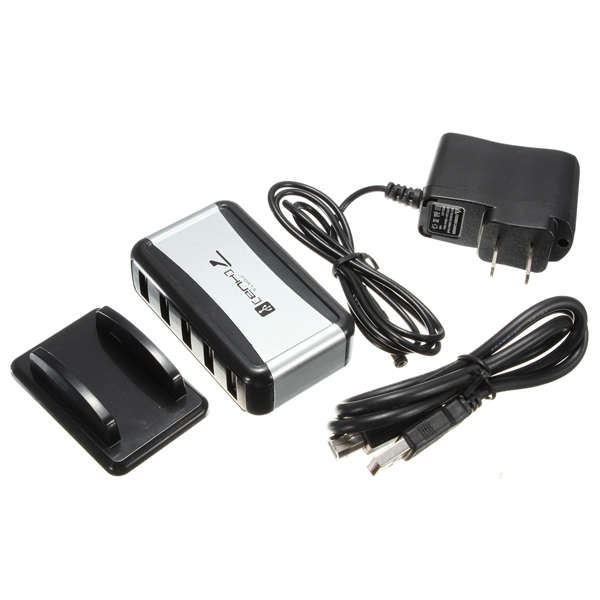 USB Hub 7-Port USB 2.0 Hi-Speed Splitter Adapter with DC Power Supply