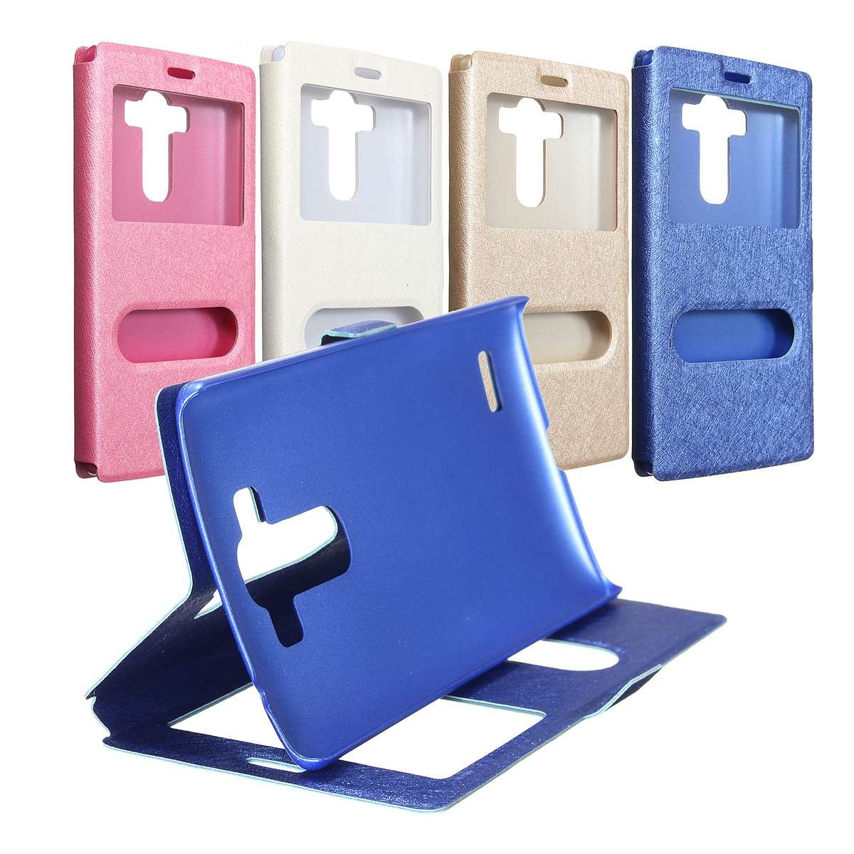Dual Windows Flip PU Leather Case PC Cover Stand For LG G4 beat LG G4s