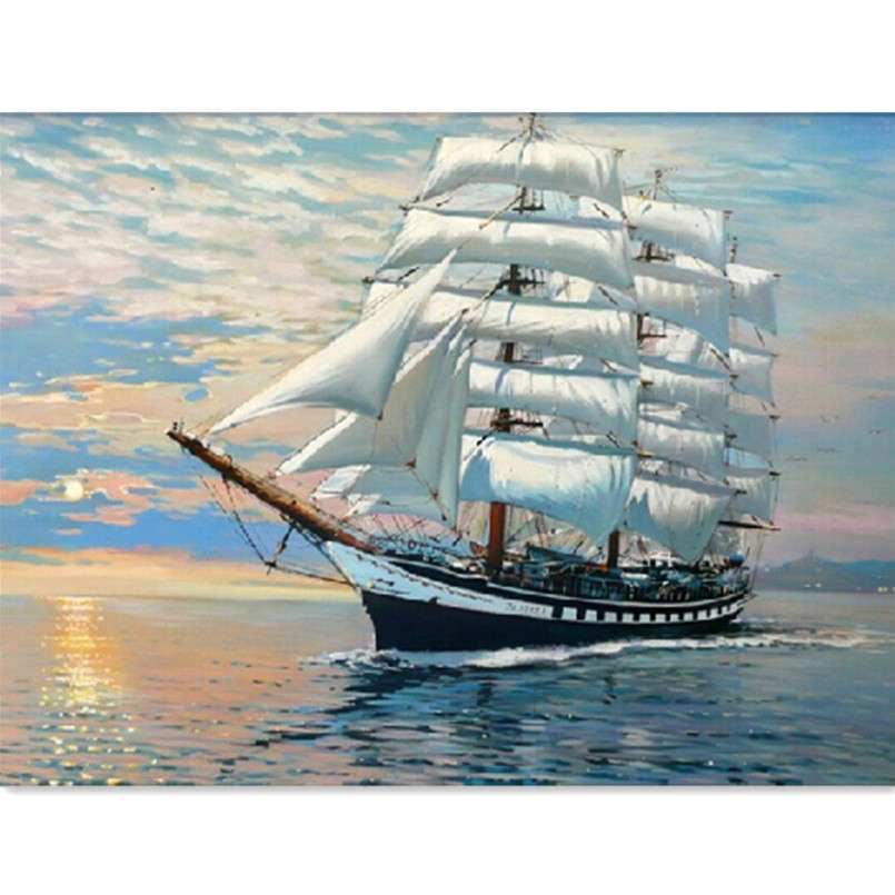 Sailing Digital Oil Painting DIY Oil Painting By Numbers Kits Frameless Canvas