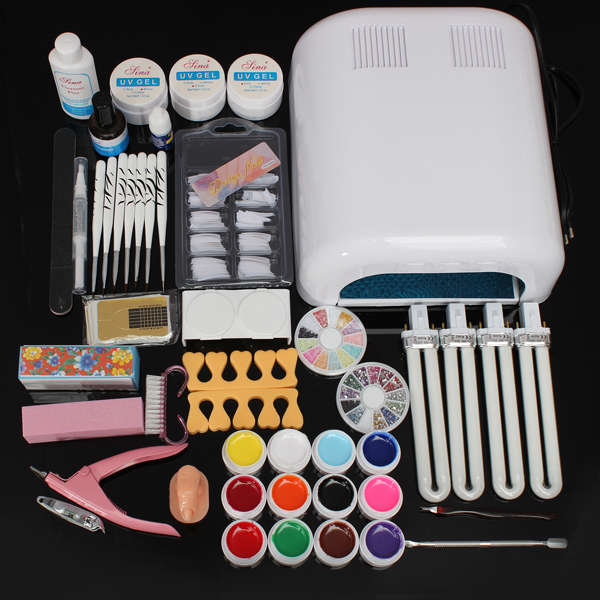 220V 36W UV Gel Dryer Lamp Nail Art Tips Cuticle Manicure Tool Set Kit