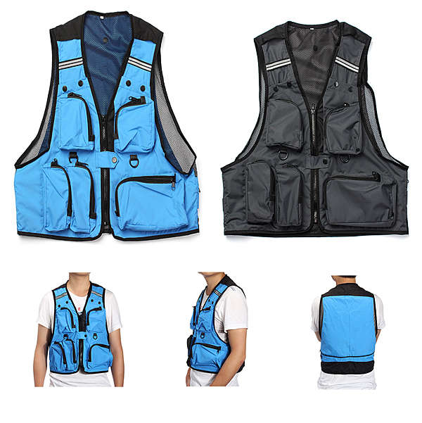 Multi Pockets Fishing Hunting Mesh Vest Mens Outdoor Leisure Jacket
