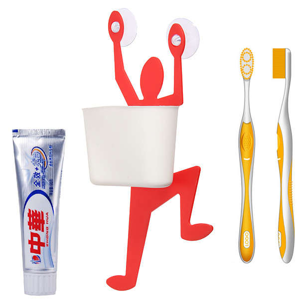 Suction Cup Toothbrush Holder Climbing Wall Superman Shaped Soap Rack