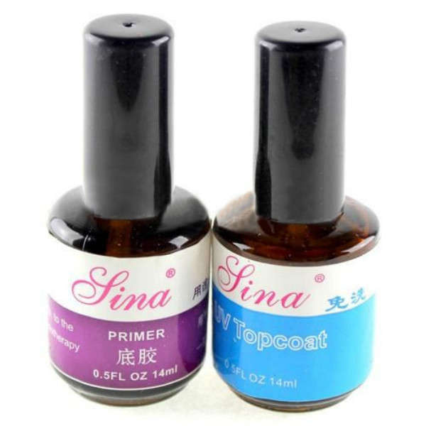 Nail Art UV Gel Polish Topcoat Primer Base Set