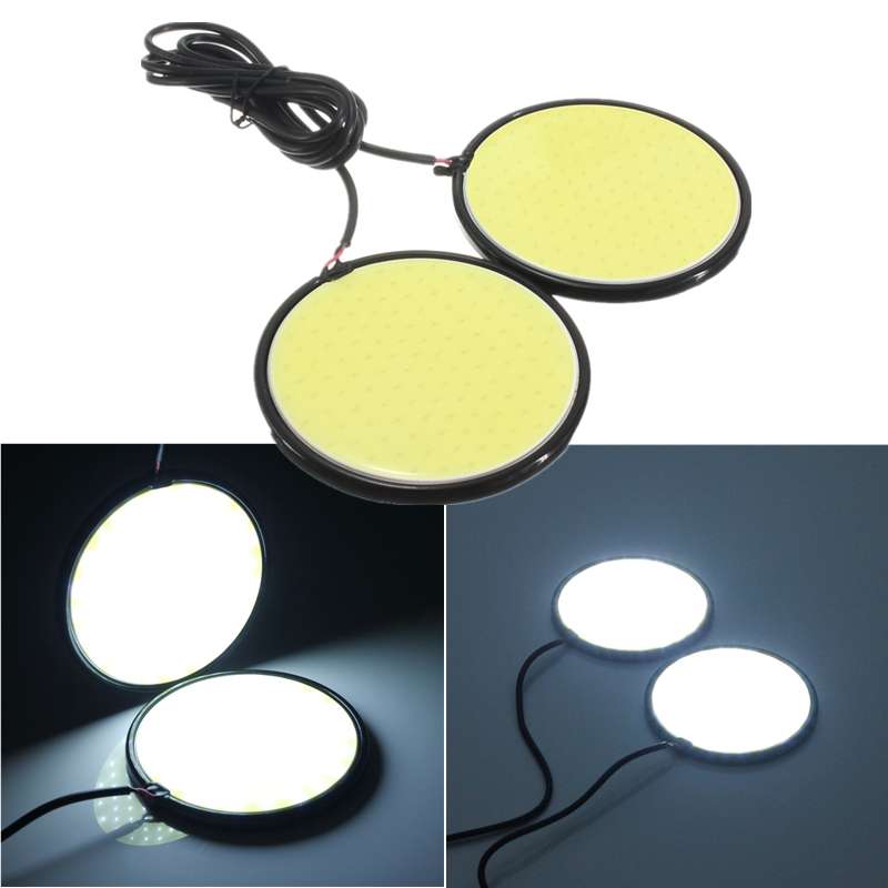 83mm 120 COB LED White Round COB LED Daytime Running Light Car Fog Lamp 12V