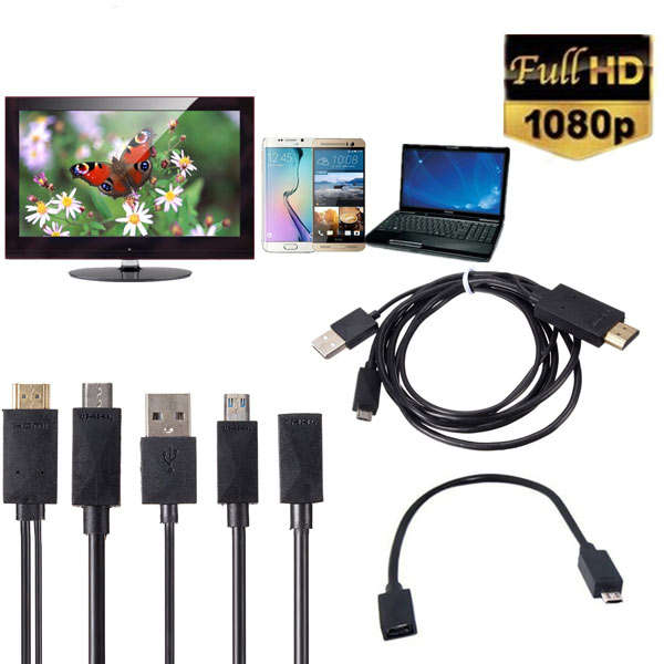MHL Micro USB to HDMI 1080P Media HD TV HDTV Cable Charger