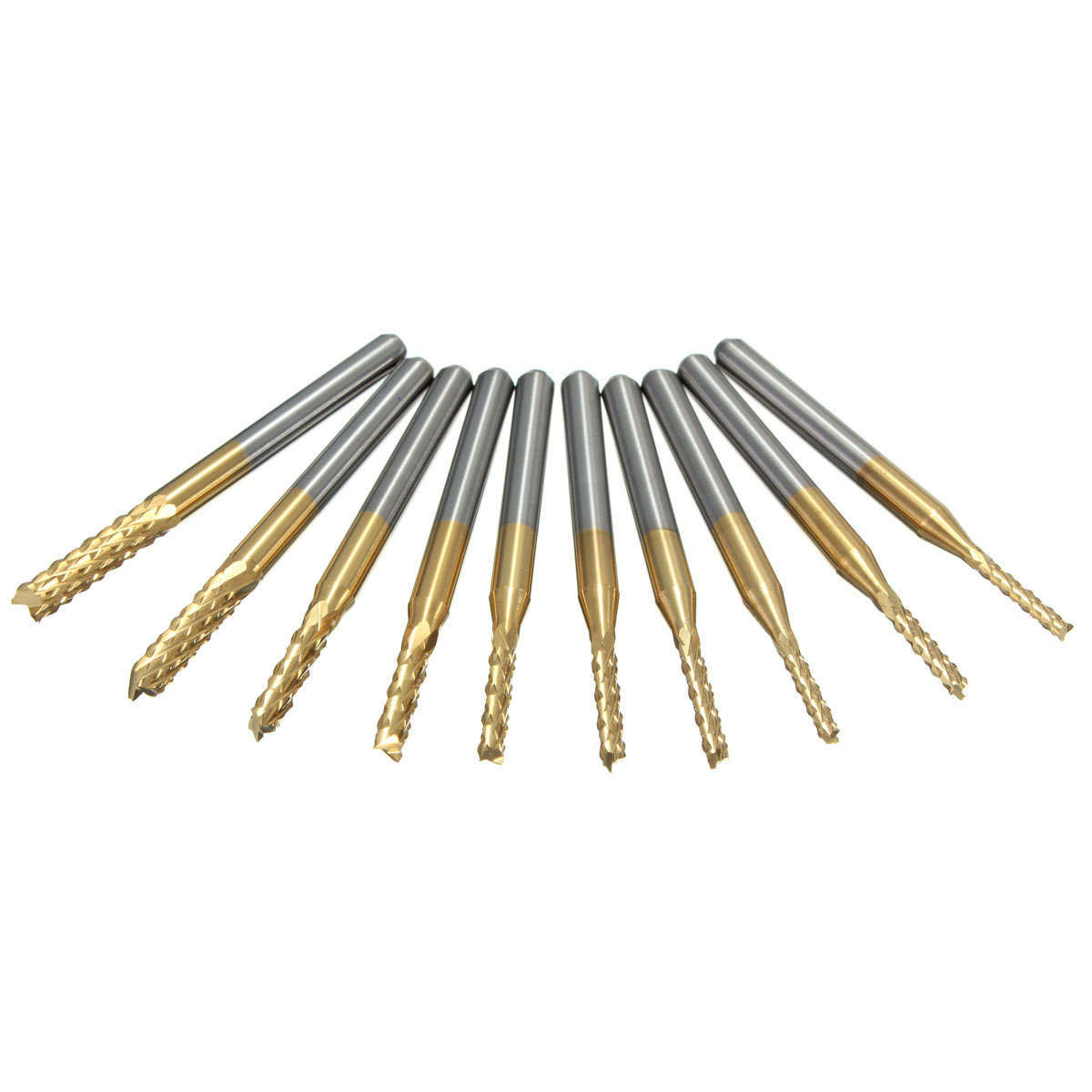 10pcs 1.5mm-3.175mm Carbide End Mill Engraving Bits For CNC Rotary Burrs