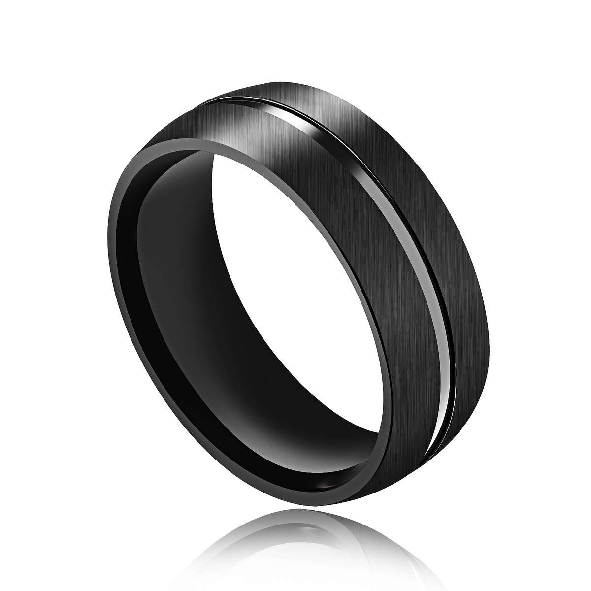 8mm Black Stainless Steel Men Ring Jewelry Clothing Accessories