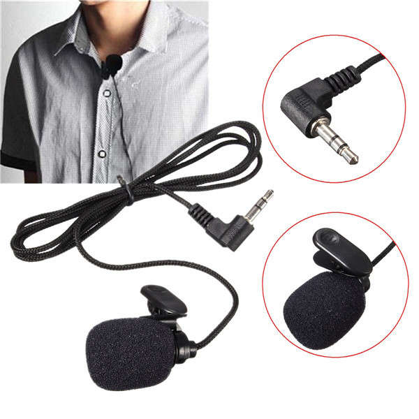 1.1m Mini 3.5mm External Tie Lapel Lavalier Clip Microphone Recording Lectures