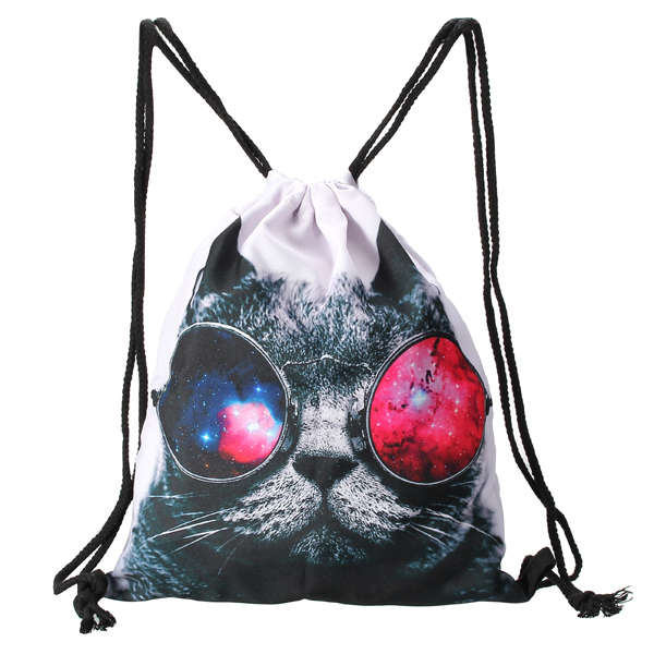 Sunglasses Cat 3D Printing Drawstring Bag Gym Sport Backpack Outdoor Leisure Mo