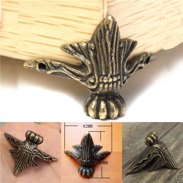 4pcs Antique Brass Jewelry Chest Wood Box Decorative Feet Leg Metal Corner Prot