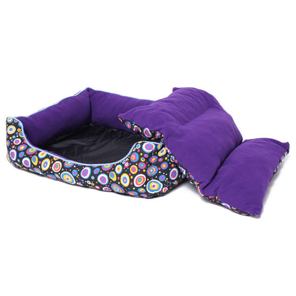 Washable Pet Square Kennel Canvas Deerskin Dog Cat Thickening Bed