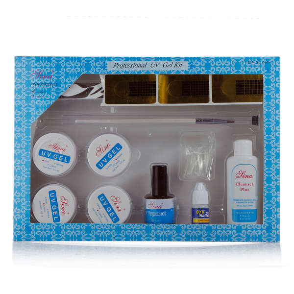 Nail Art Tips UV Top Coat Gel Pen Form File Glue Builder Kit Set