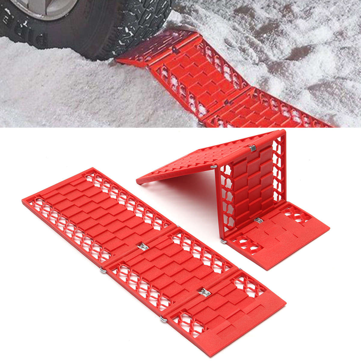 2PCS Red Sand Track Recovery Tracks Car Auto Grass Snow Road ATV Tyre Ladder